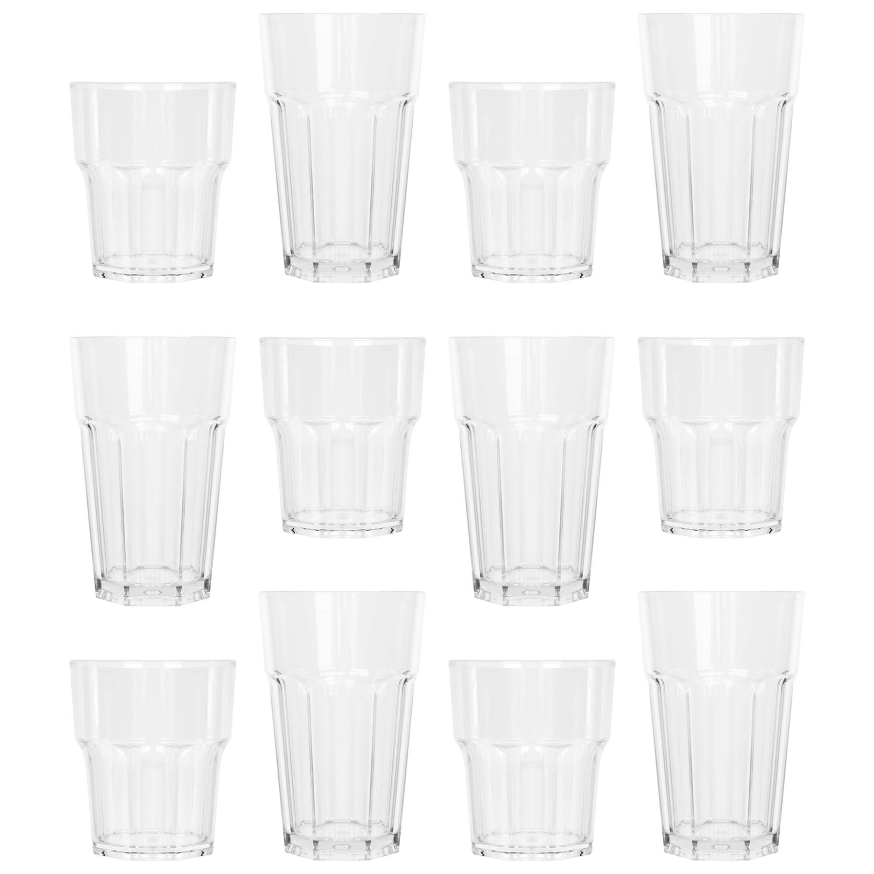 Argon Tableware 12 Piece Reusable Plastic Tumblers & Highball Glasses Set