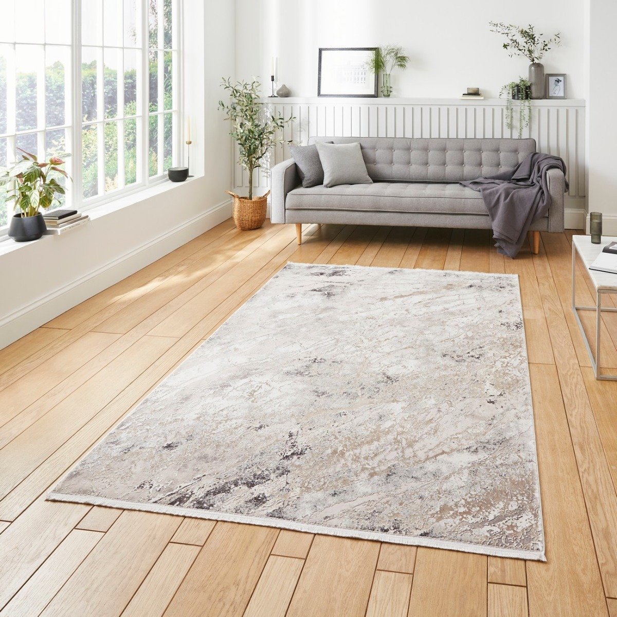 Mega Flooring Beige Modern Abstract Rug - 120 x 170cm