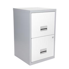 Pierre Henry 2 Drawer Metal Filing Cabinet - Silver & White
