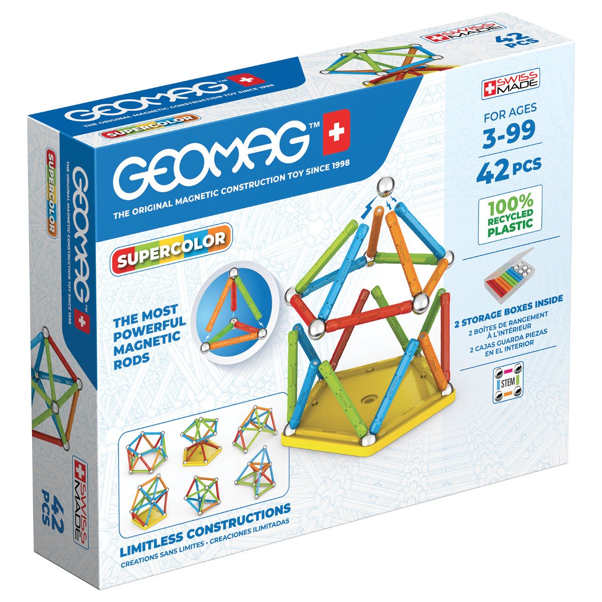 Geomag Supercolor Magnetic Panel Construction Set - 42 Piece