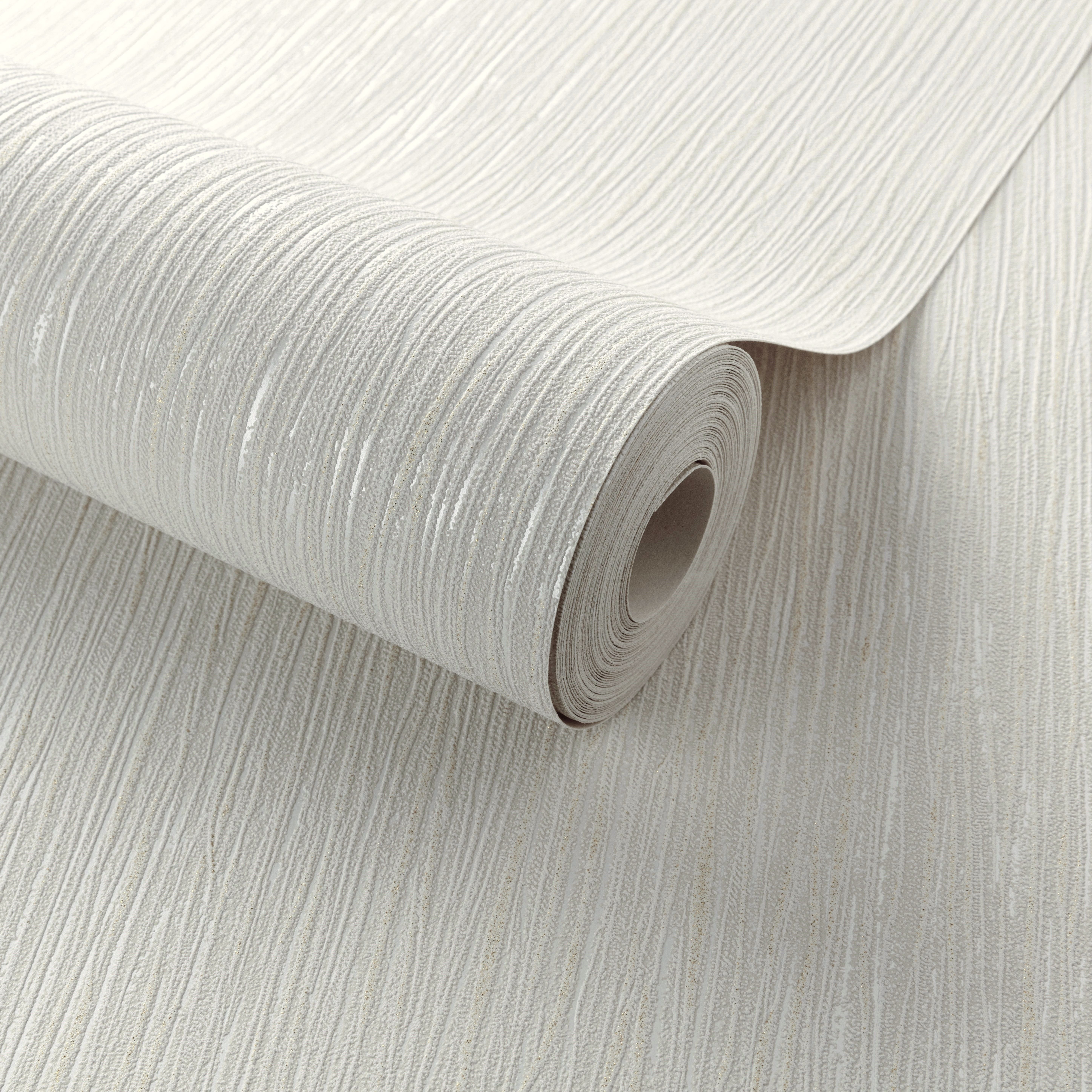 Grandeco Regency Plain Glitter Textured Blown Vinyl Wallpaper - Cream Silver