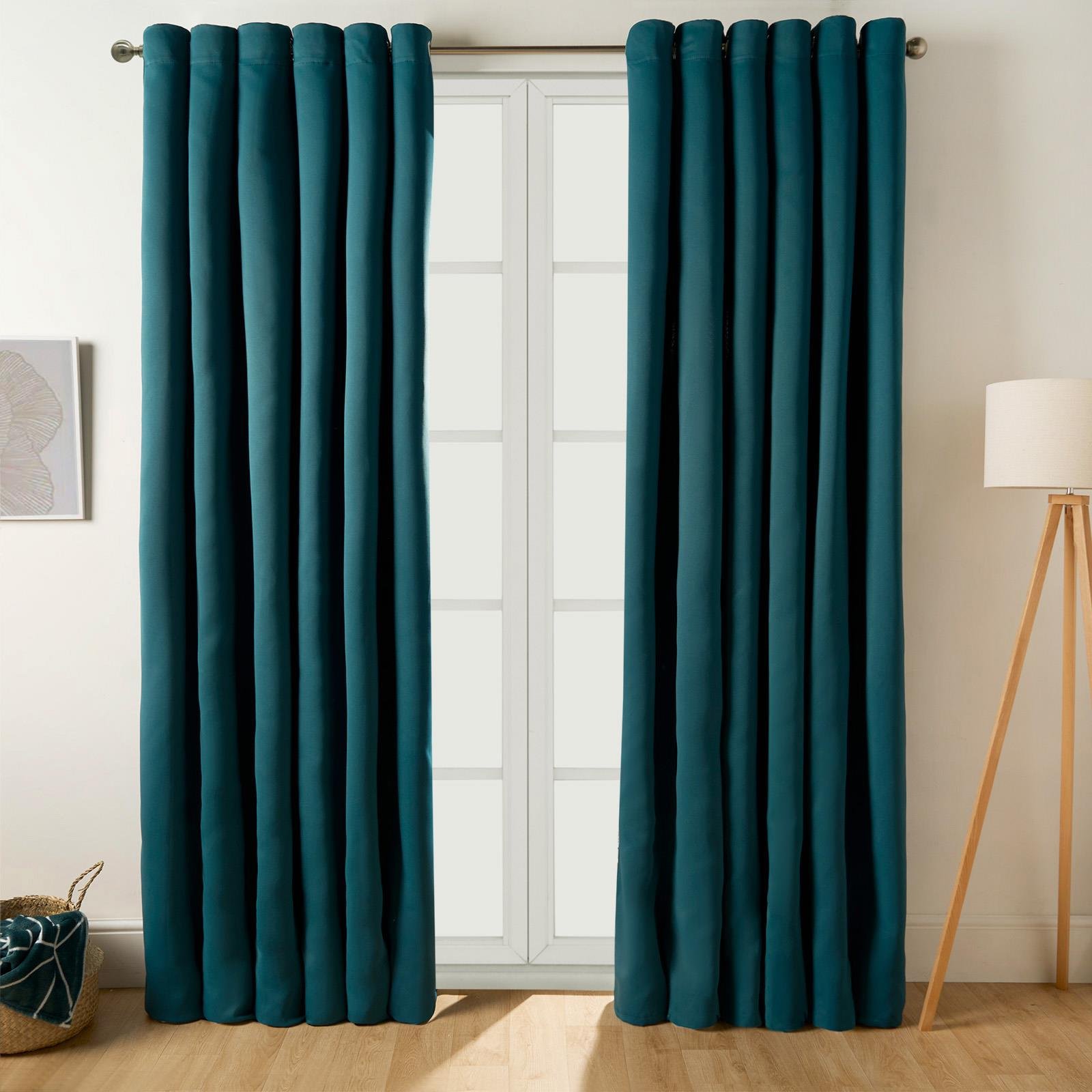 OHS Essentials Plain Eyelet Blackout Curtains 168 x 183cm - Teal