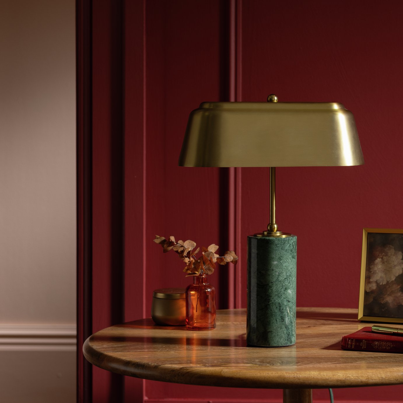 Habitat x Morris & Co. Bankers Marble Table Lamp-Green