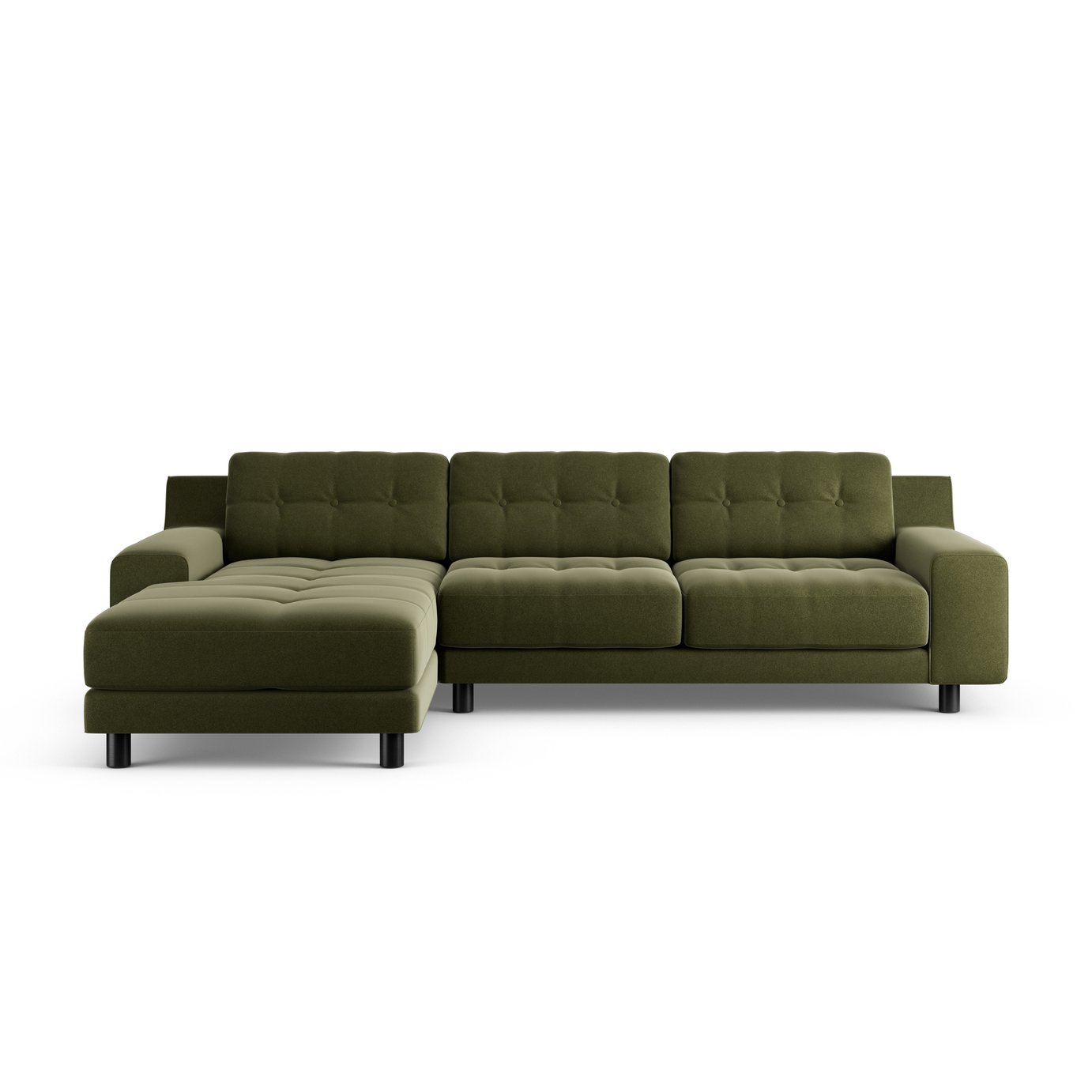 Habitat Hendricks Left Hand Corner Sofa - Green - Black Leg
