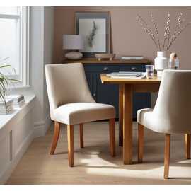 Habitat Alec Pair of Fabric Dining Chair - Oatmeal
