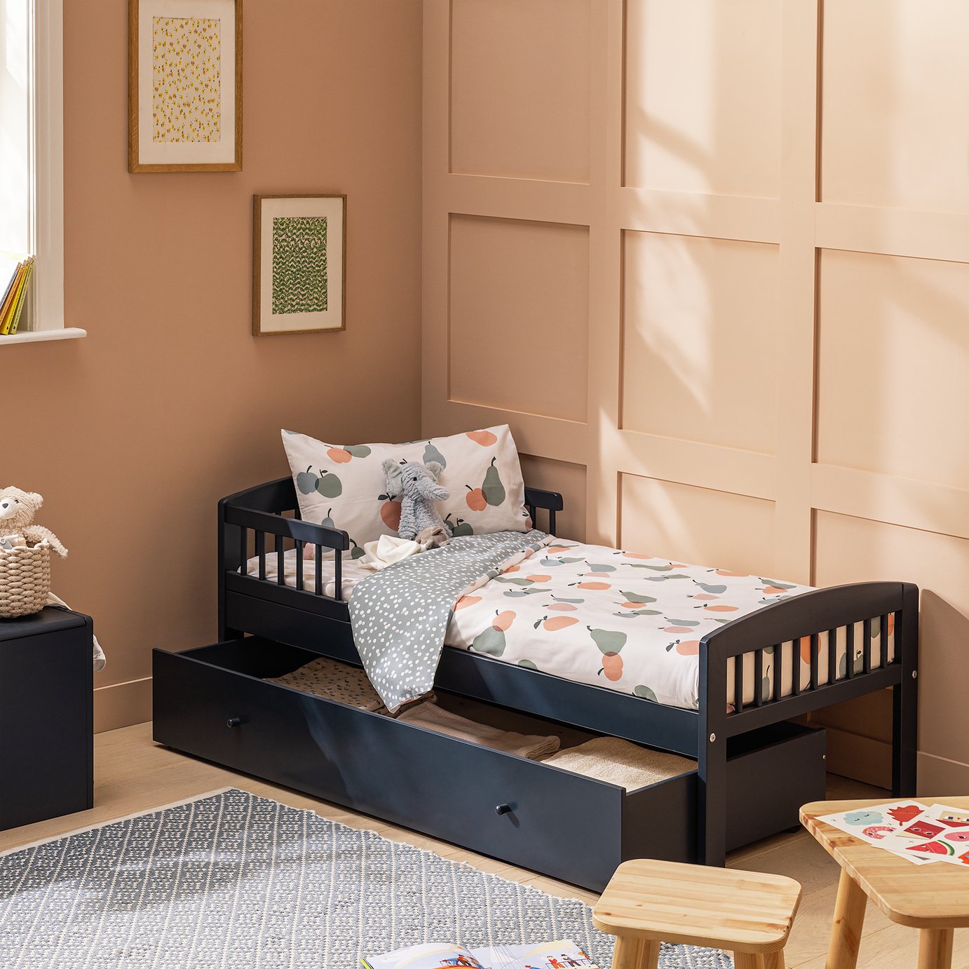 Argos Home Jesse Toddler Bed With Drawer - Ink Blue
