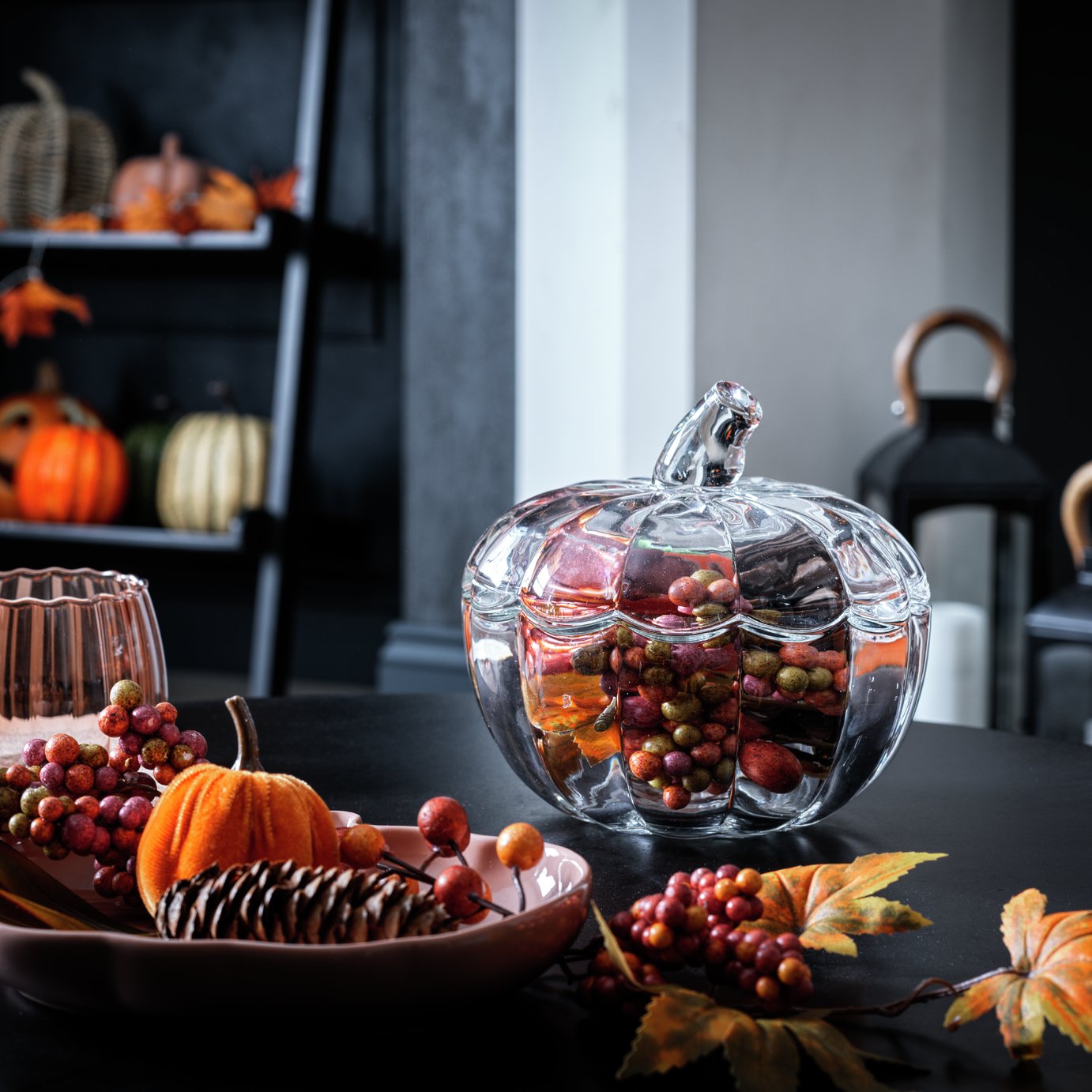  Home Glass Pumpkin Bowl Halloween Decoration