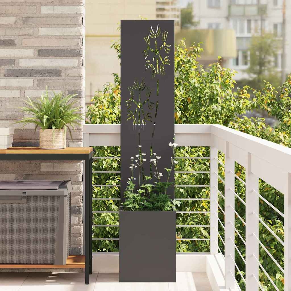Walplus Palm Pattern Steel Garden Privacy Screen - Black - 32 x 32 x 150 cm