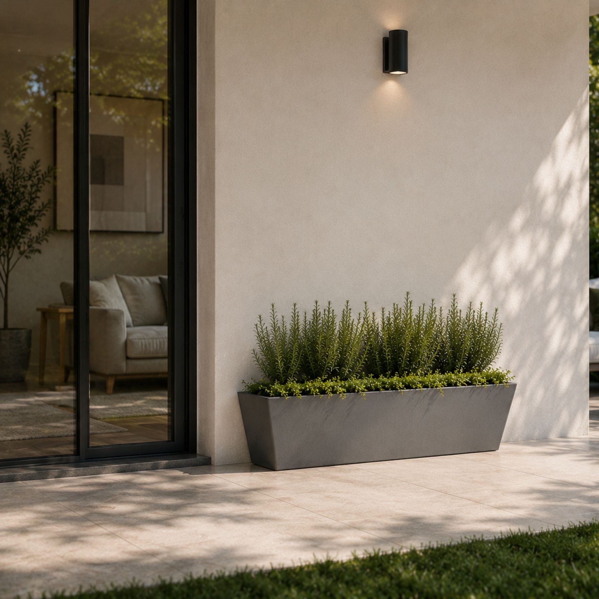 Fargro Home and Garden 23L Polystone Large Window Box Planter Pot - Light Grey