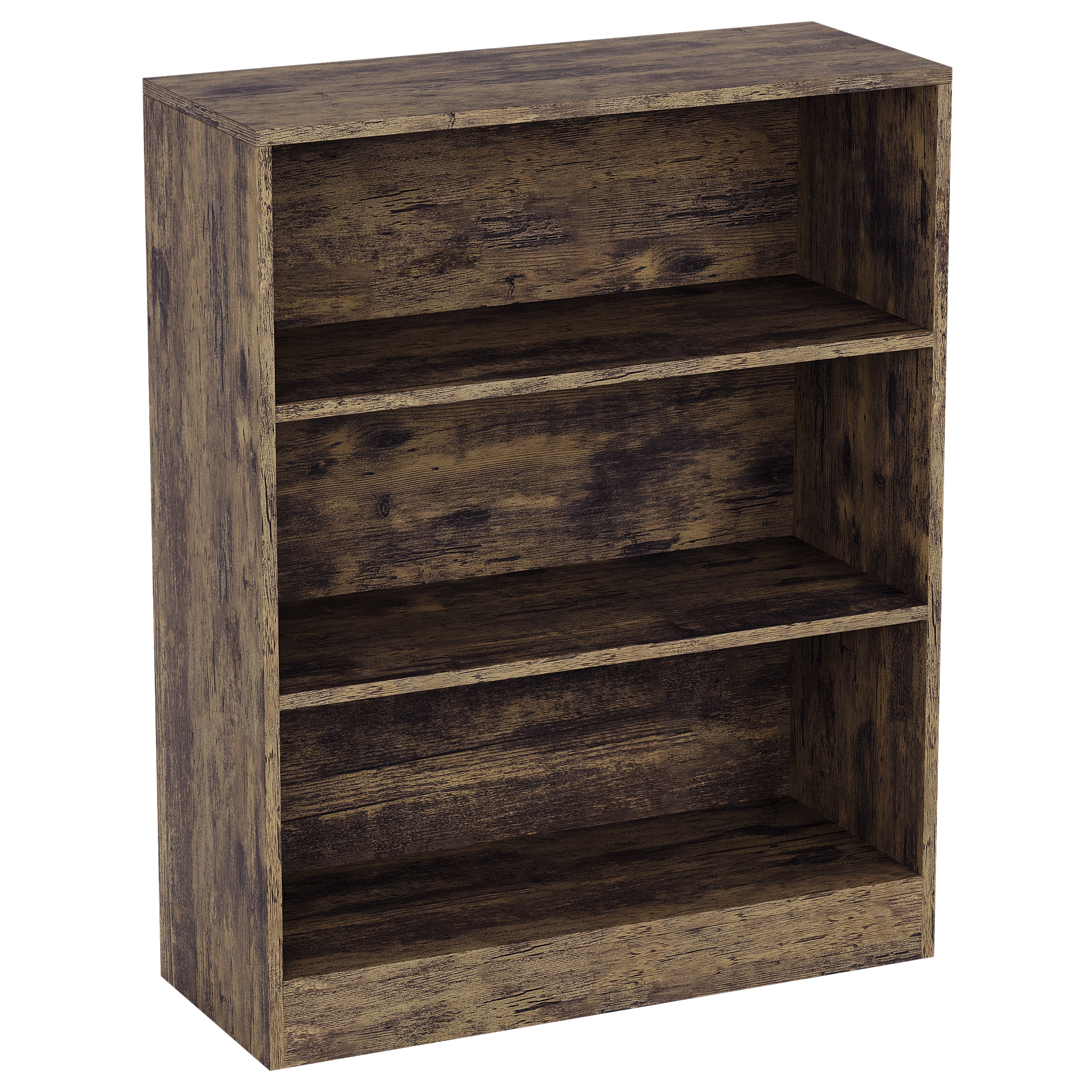 Vida Designs Cambridge 3 Tier Low Bookcase - Dark Wood