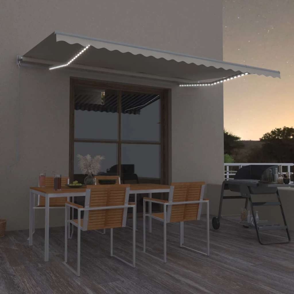 Walplus Electric Polyester Retractable Awning - Cream - 500x300 cm - White Frame