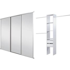 Sliding Wardrobe Door Kit W2235mm White Frame Mirror+Storage