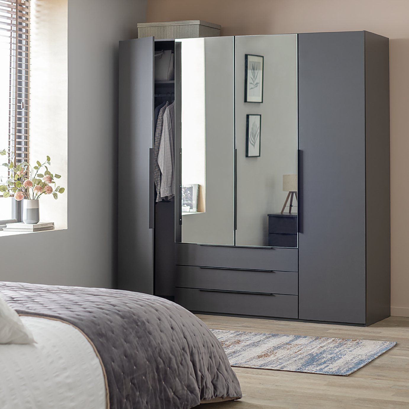Argos Home Hallingford 4 Door 3 Drawer Mirror Wardrobe