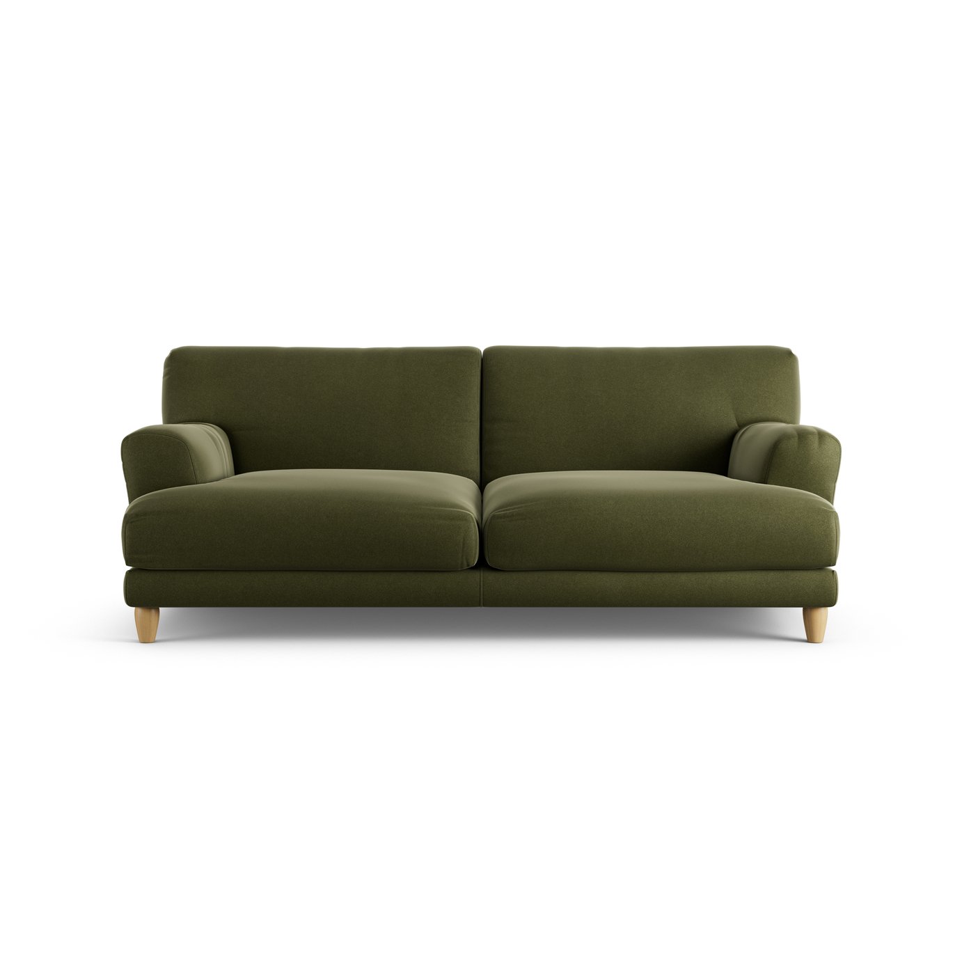 Habitat Askem Velvet 3 Seater Sofa - Moss Green - Ash Leg