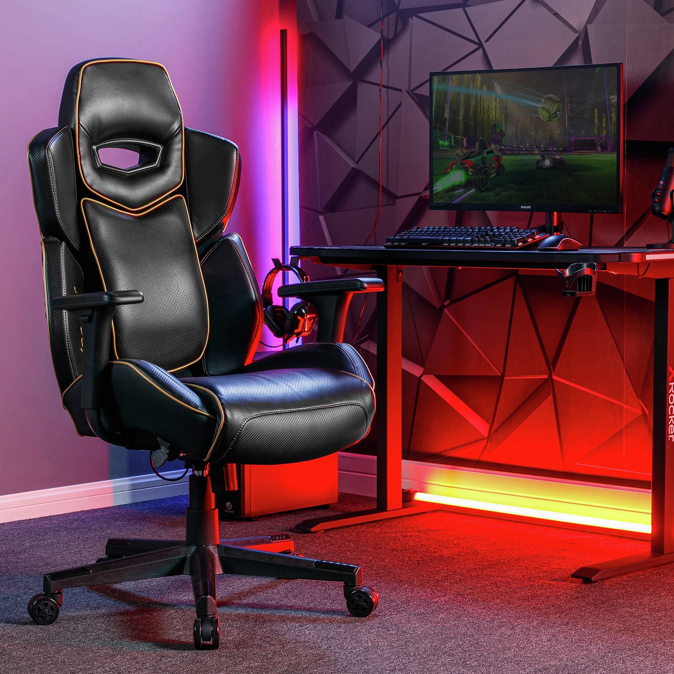 X Rocker Drogon Office Gaming Chair - Black & Gold
