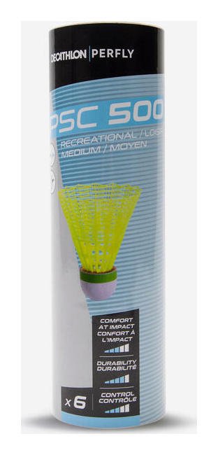 Decathlon Plastic Shuttlecocks psc 500 Medium x 6 Yellow