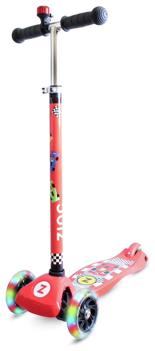 Zinc Light Up Racecar 3 Wheel Scooter - Red