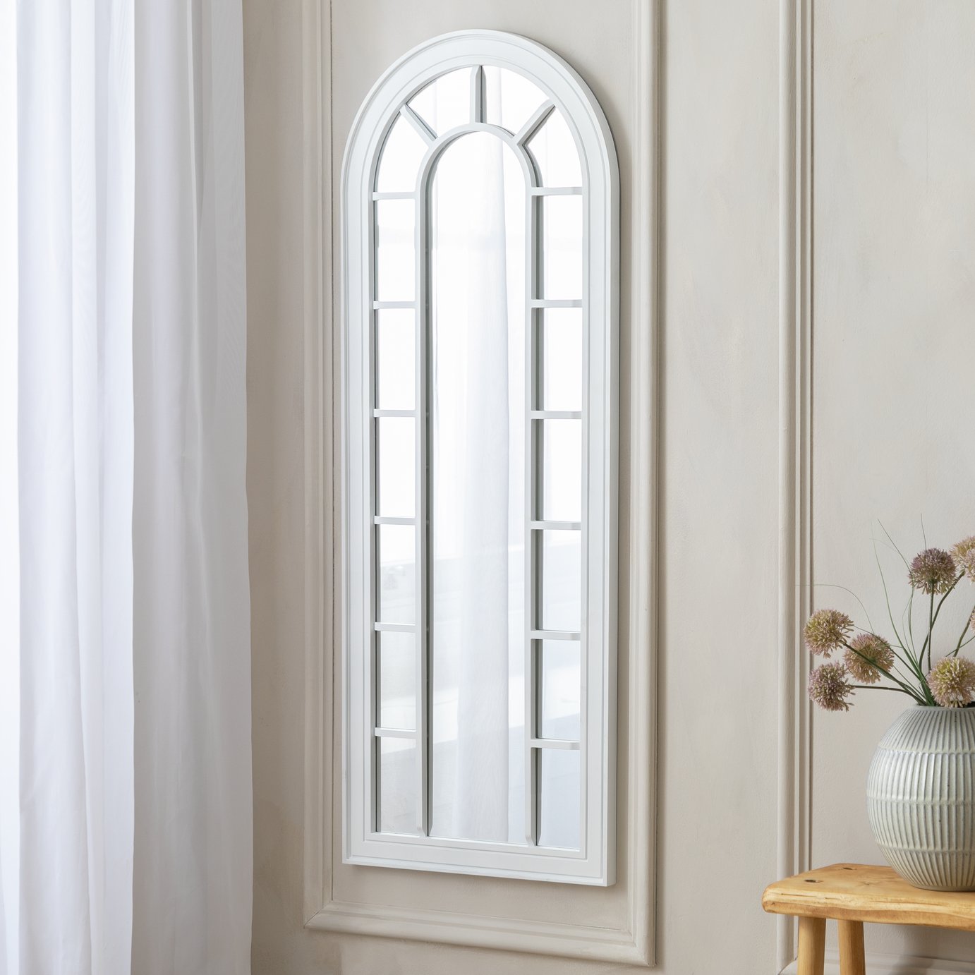 Argos Home White Window Arch Wall Mirror - 122x46cm
