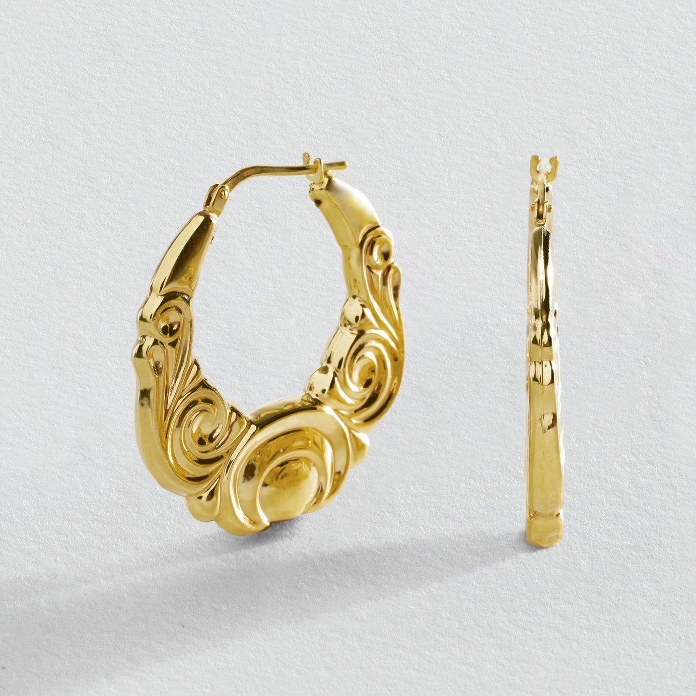 Revere 9ct Bonded Gold Sterling Silver Creole Earrings