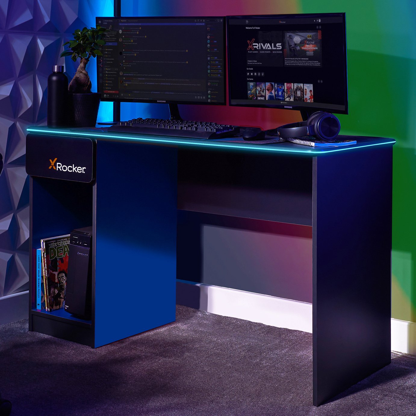 X Rocker Carbon Tek LED Gaming Desk 