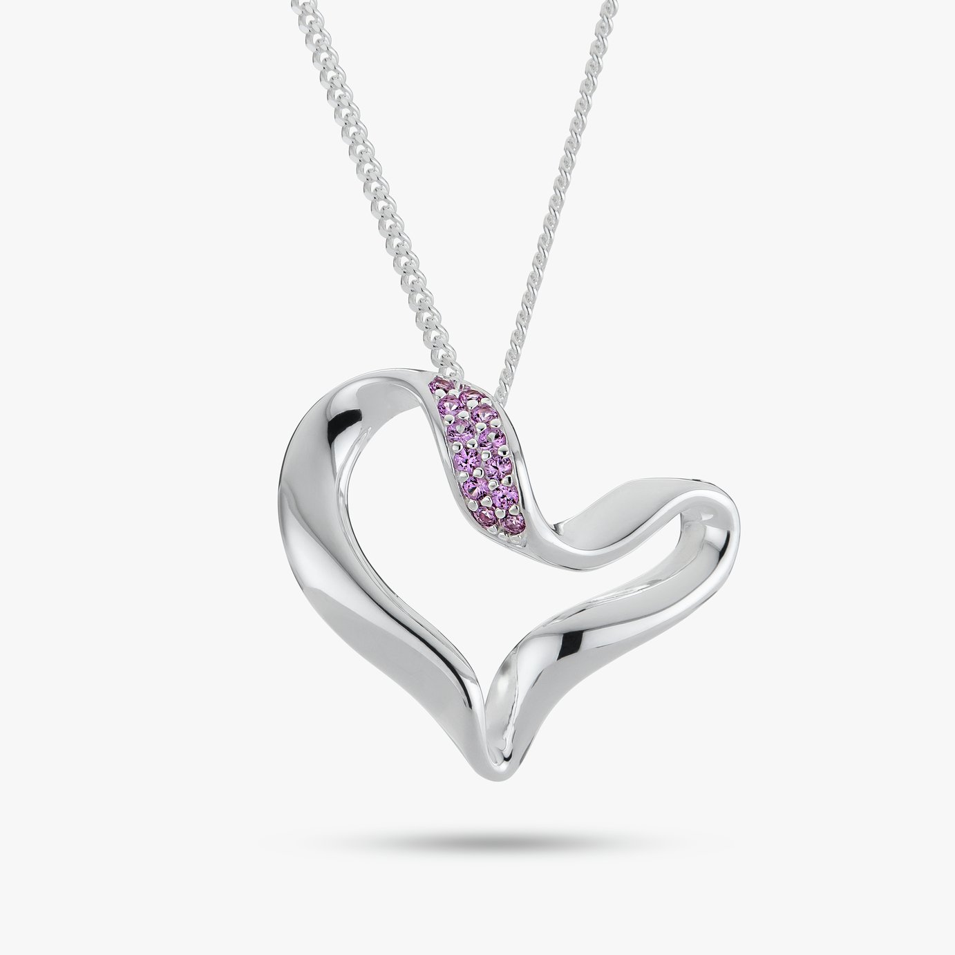 Revere Created Pink Sapphire Heart Pendant Necklace