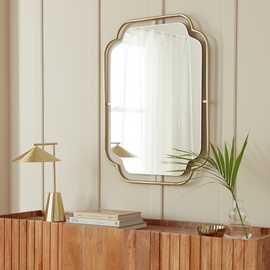 Habitat Gold Art Deco Wavy Wall Mirror - 85x65cm