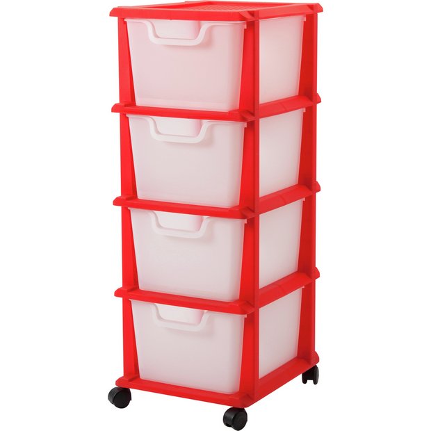 Buy Argos Home 4 Drawer Red Plastic Tower Storage Unit Storage