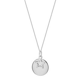 Sterling Silver Personalised Disc & Star Pendant Necklace