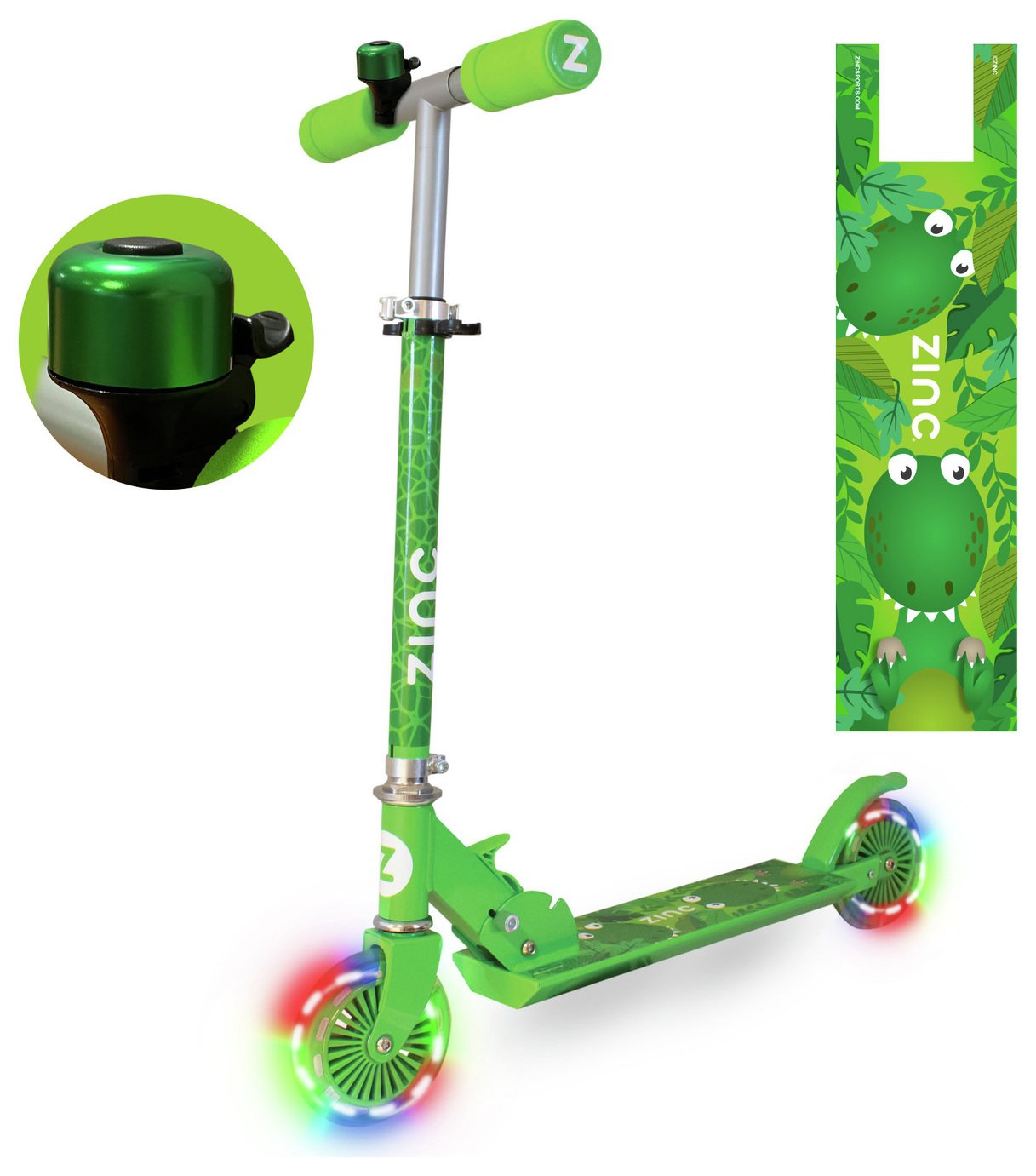 Zinc Dino Foldable Light up 2 Wheel Scooter