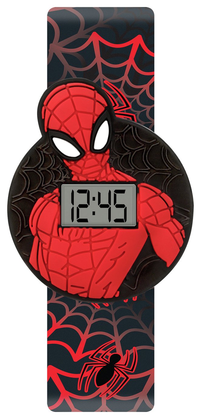 Marvel Kids Black Spiderman Slap Band Watch