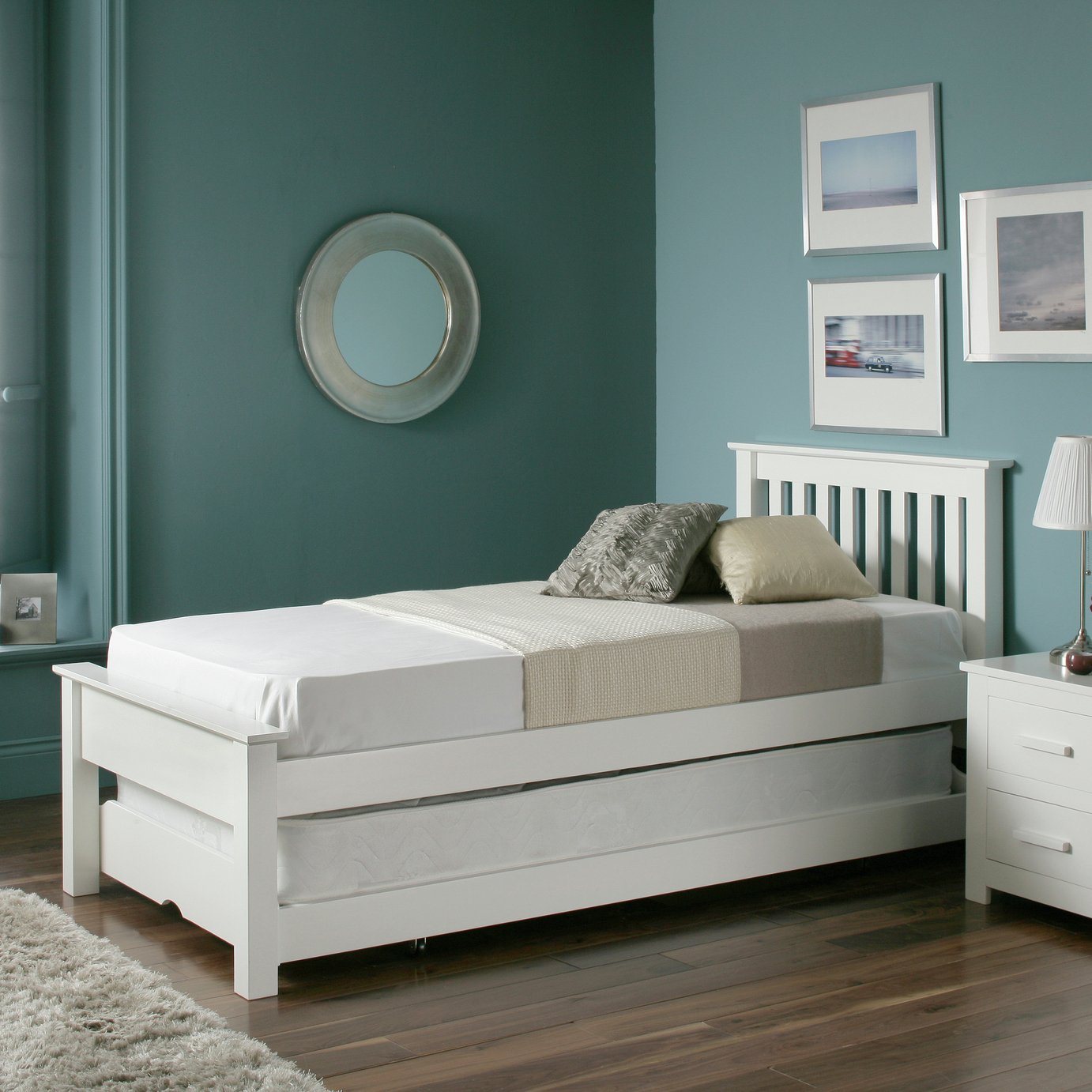 Time4Sleep Atlantis Single Guest Bed with Trundle - White