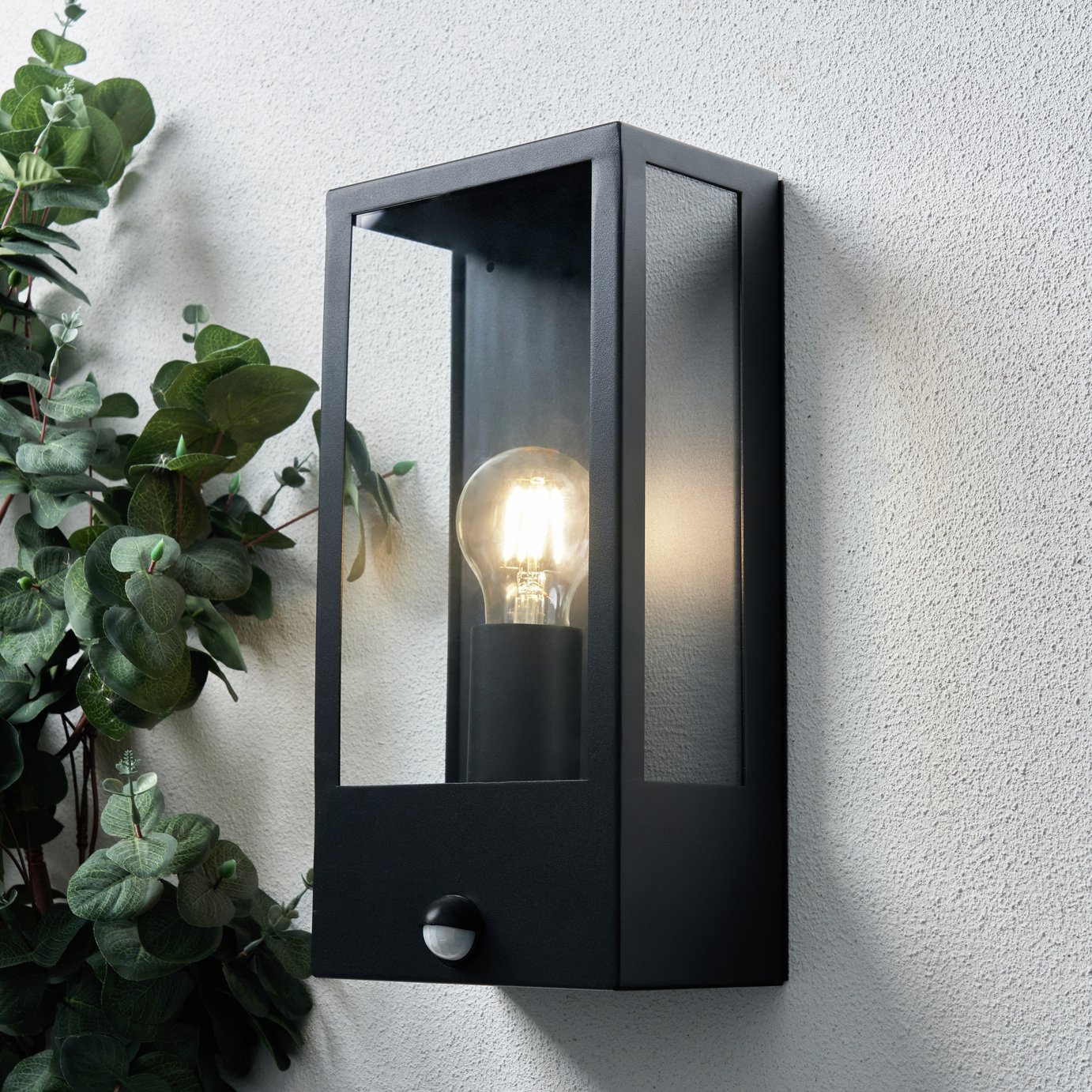 Zink COVE IP44 Black Outdoor Wall Box Lantern