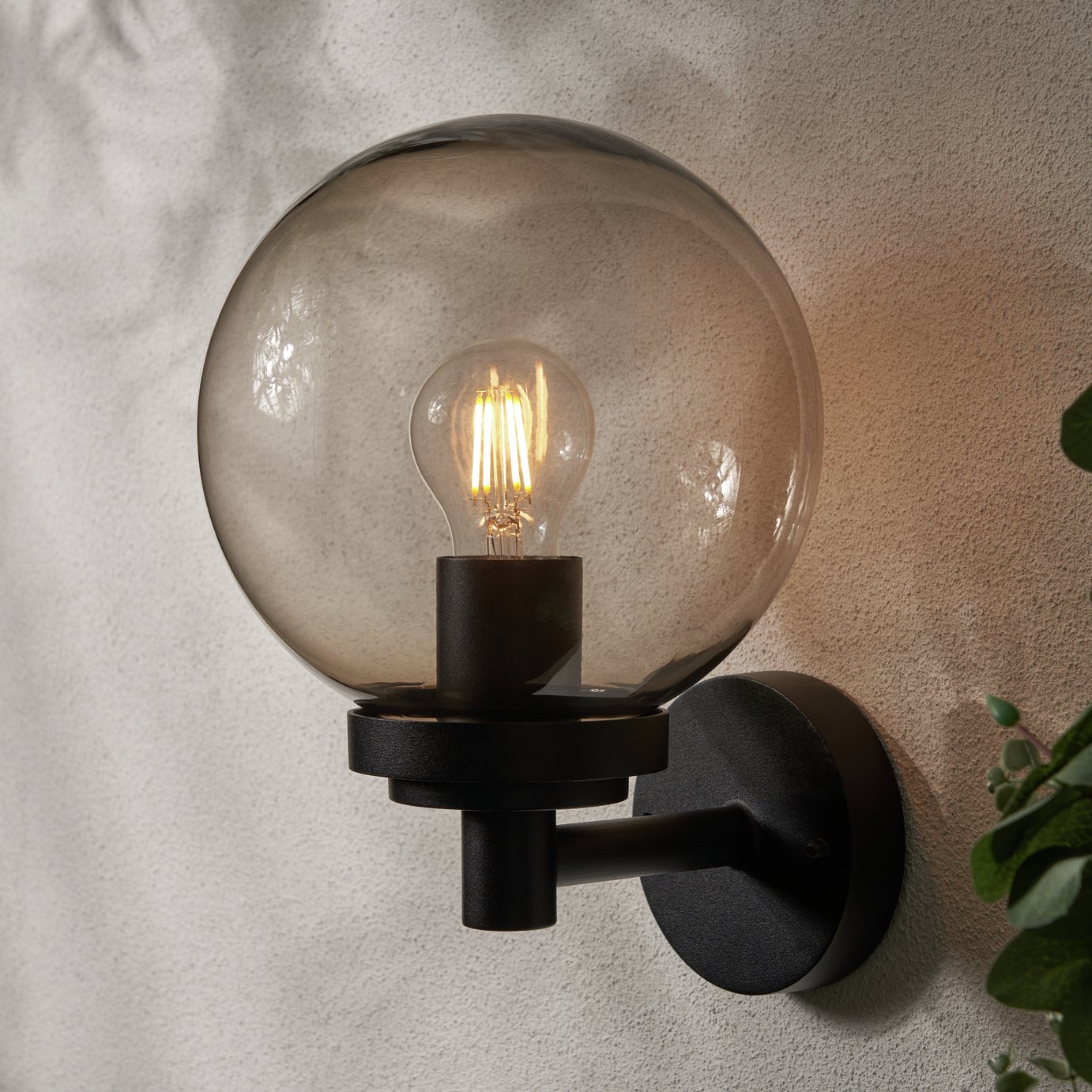 Zink SFIR IP44 Black Outdoor Globe Wall Light
