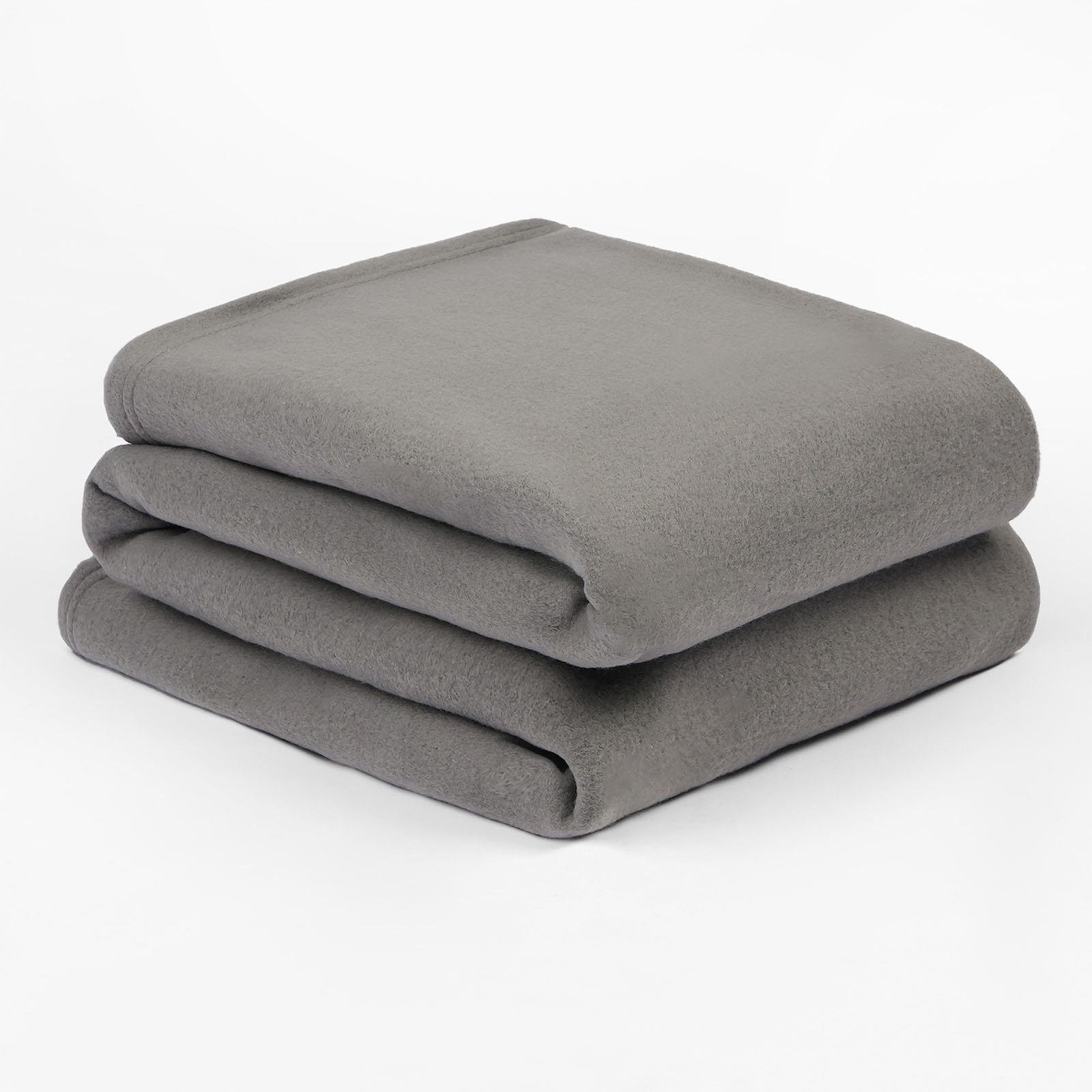 OHS Plain Fleece Blanket Throw 200 x 240cm - Charcoal