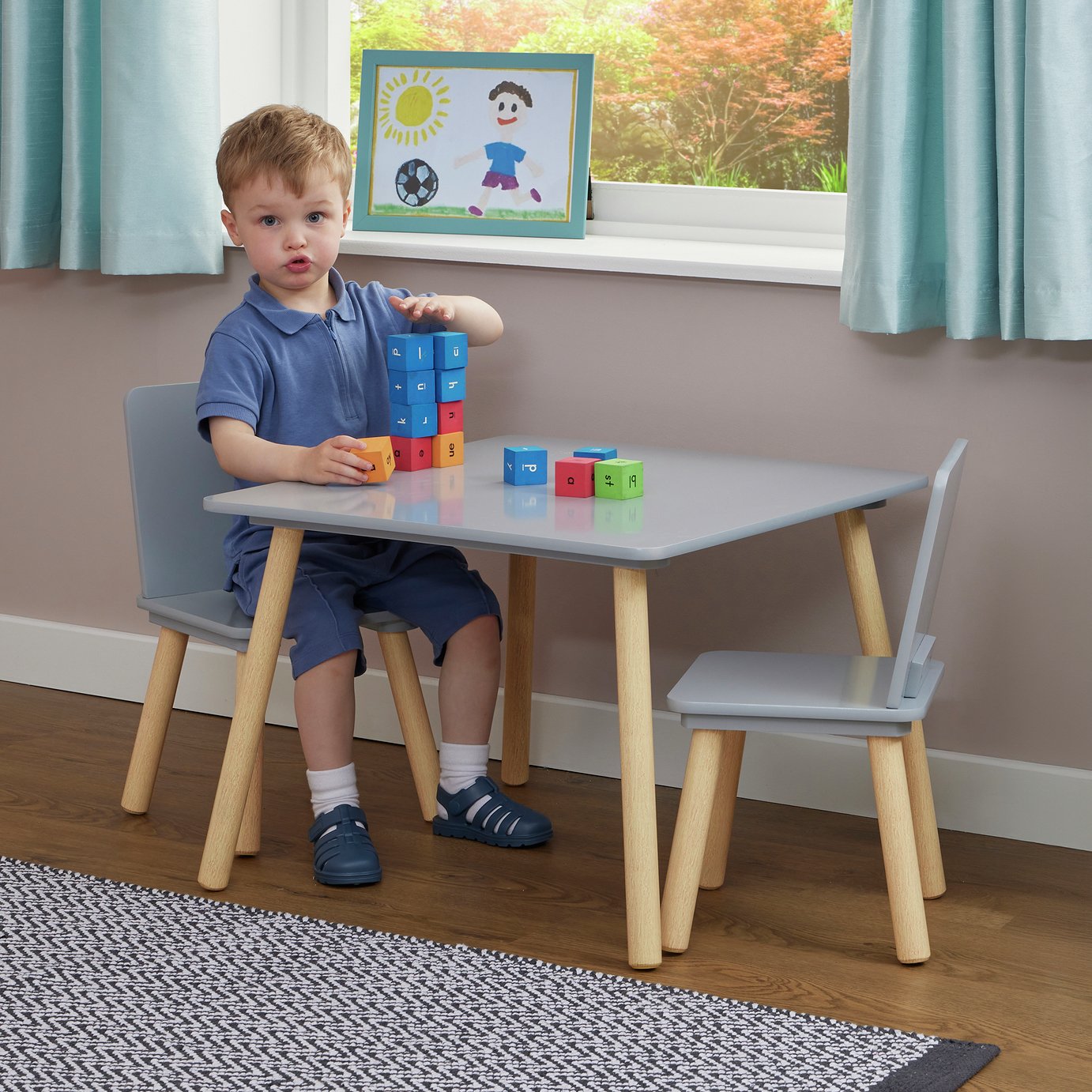 Liberty House Nursery Table and Chair Set - Grey