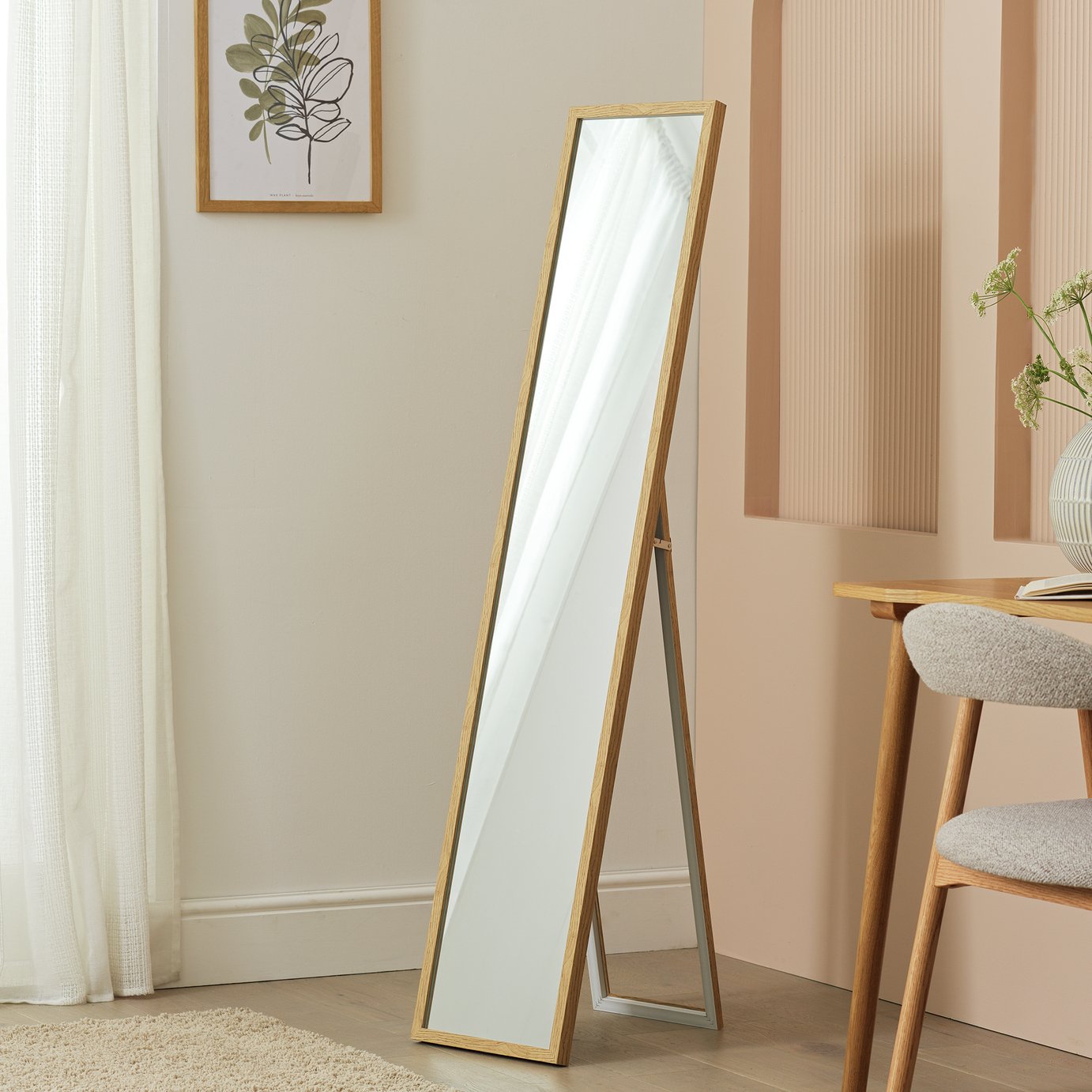  Home Essentials Oak Effect Free Standing Cheval Mirror