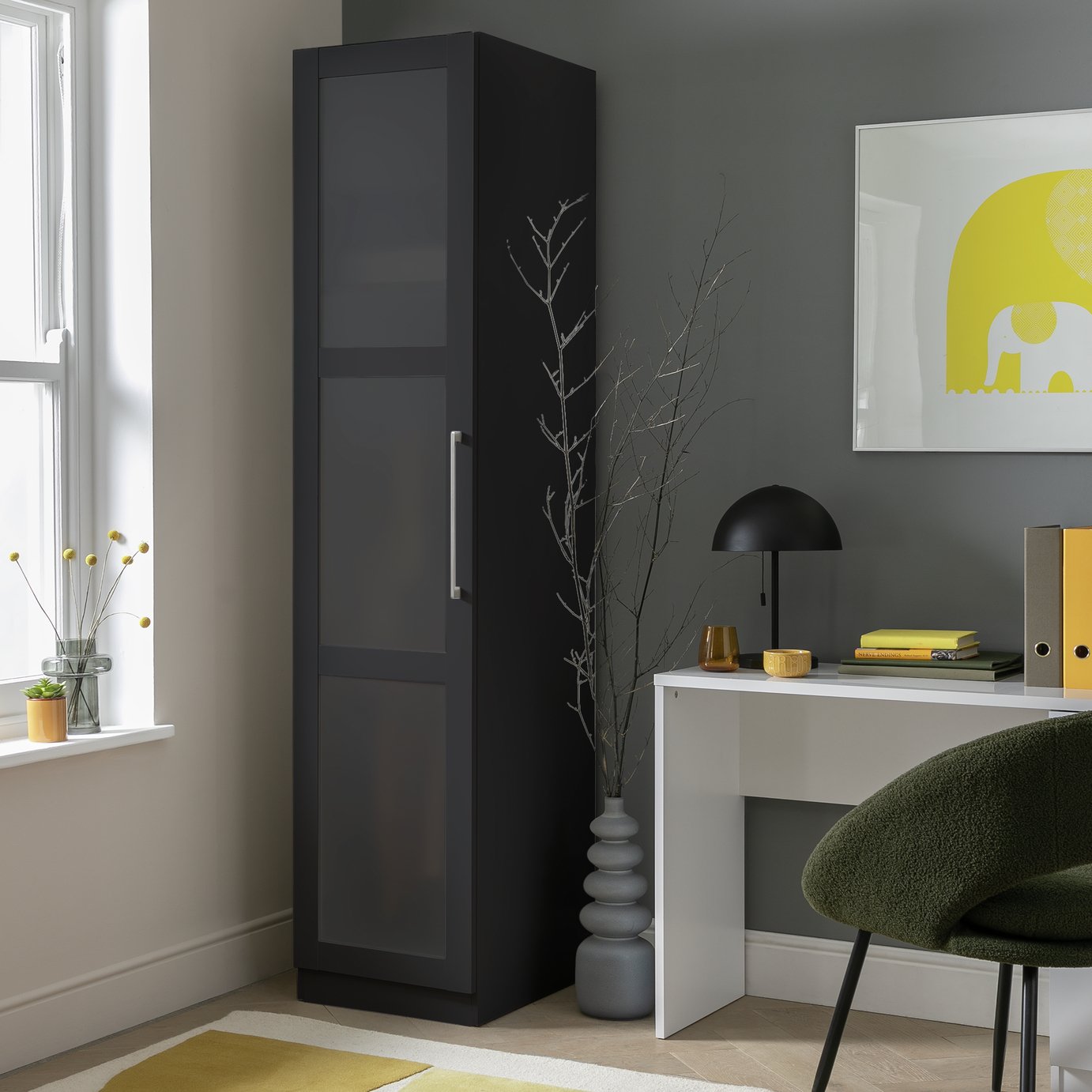 Habitat Hamburg Pallelled Glass 1 Door Wardrobe