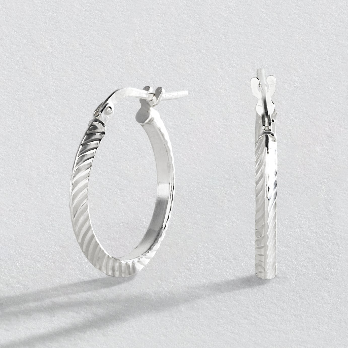 Revere Sterling Silver Diamond-cut Hoop Earrings