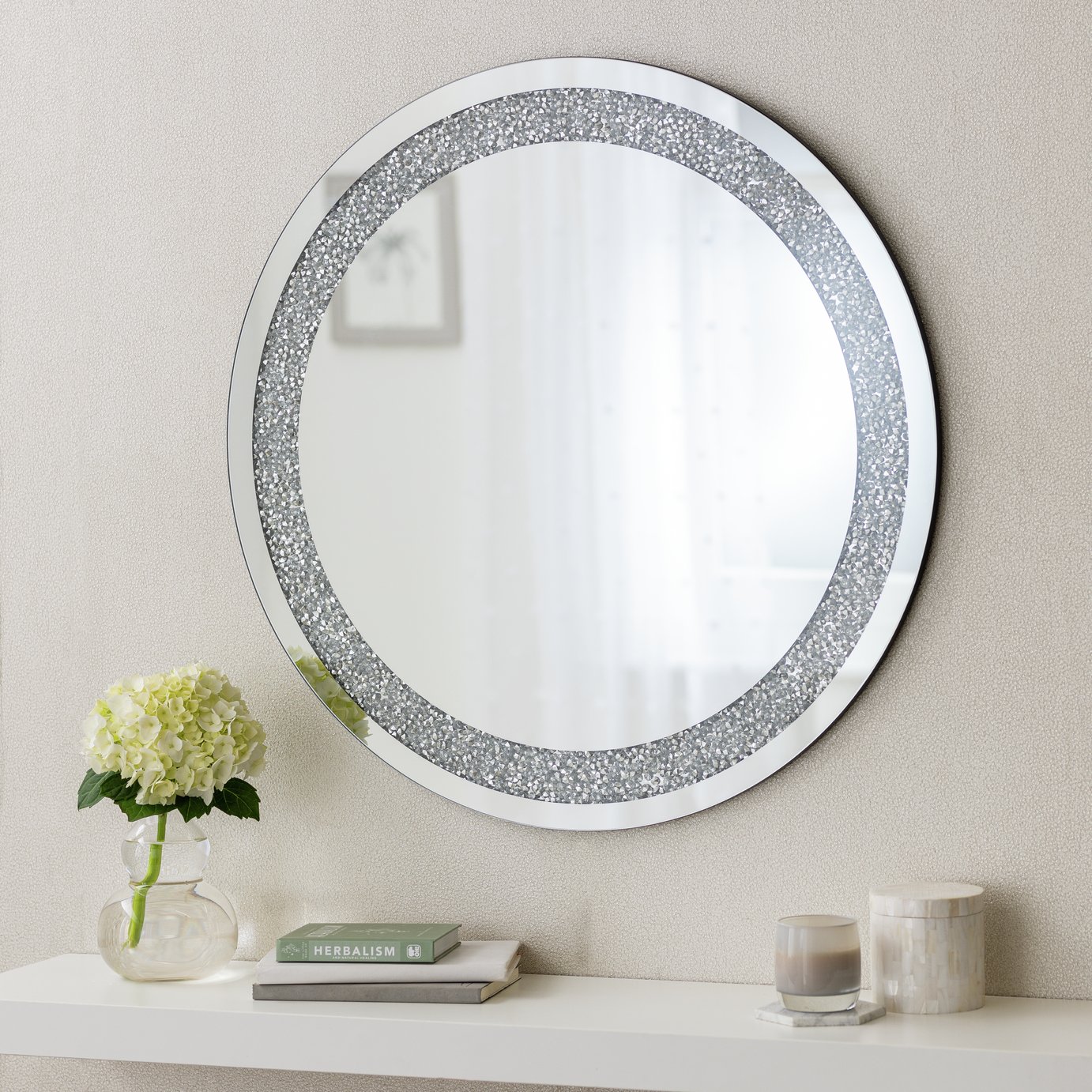 Argos Home Sparkle Glass Round Wall Mirror - 70x70cm