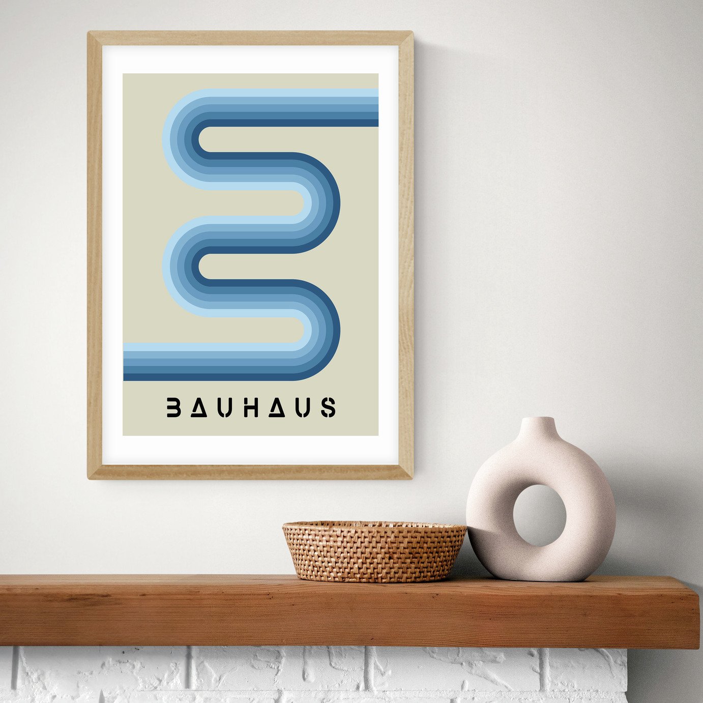 East End Prints Blue Stripes Bauhaus Art Print