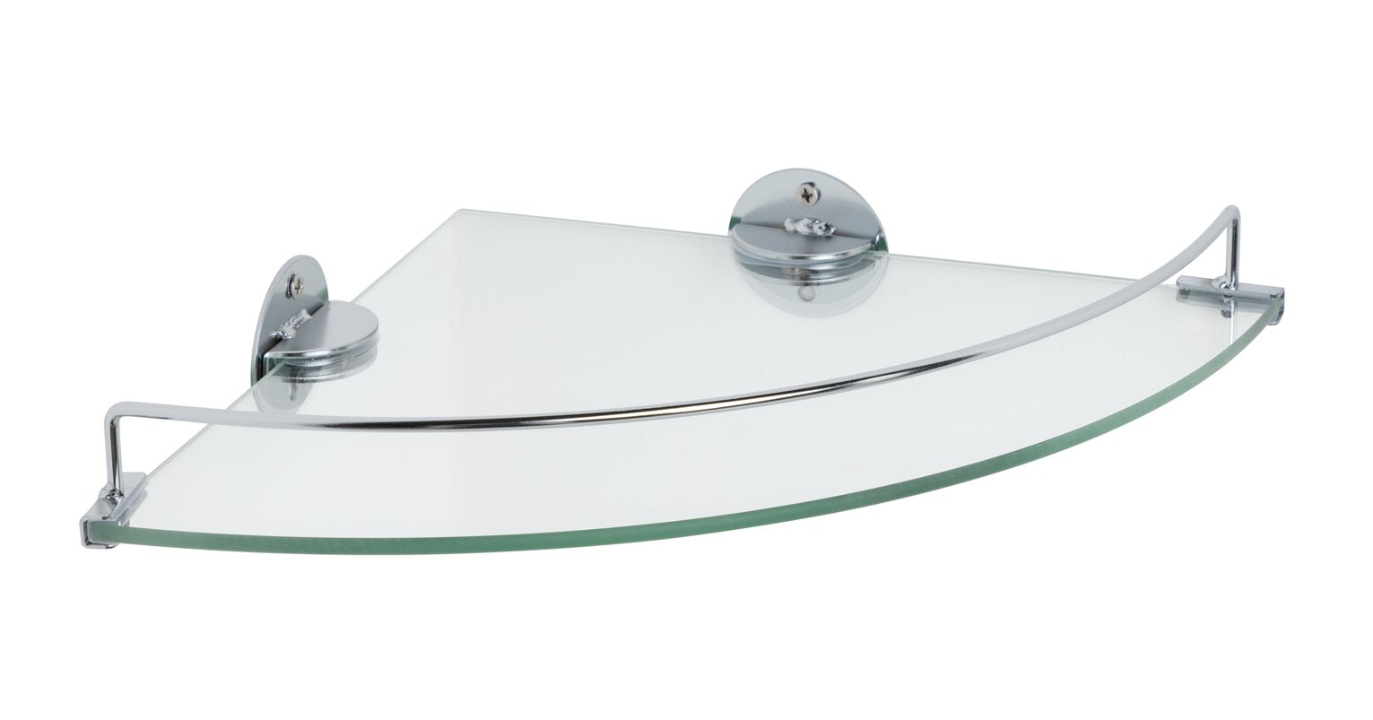 Argos Home Glass Bathroom Corner Storage Shelf - Chrome