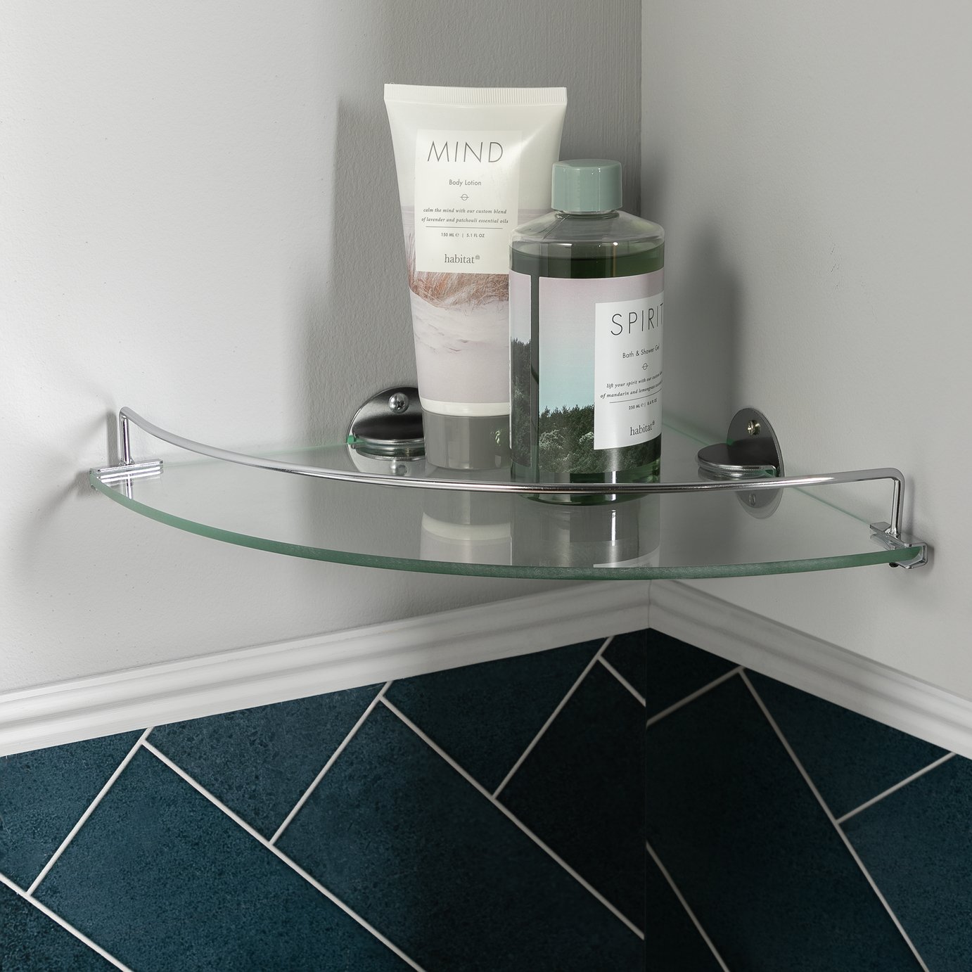 Argos Home Glass Bathroom Corner Storage Shelf - Chrome