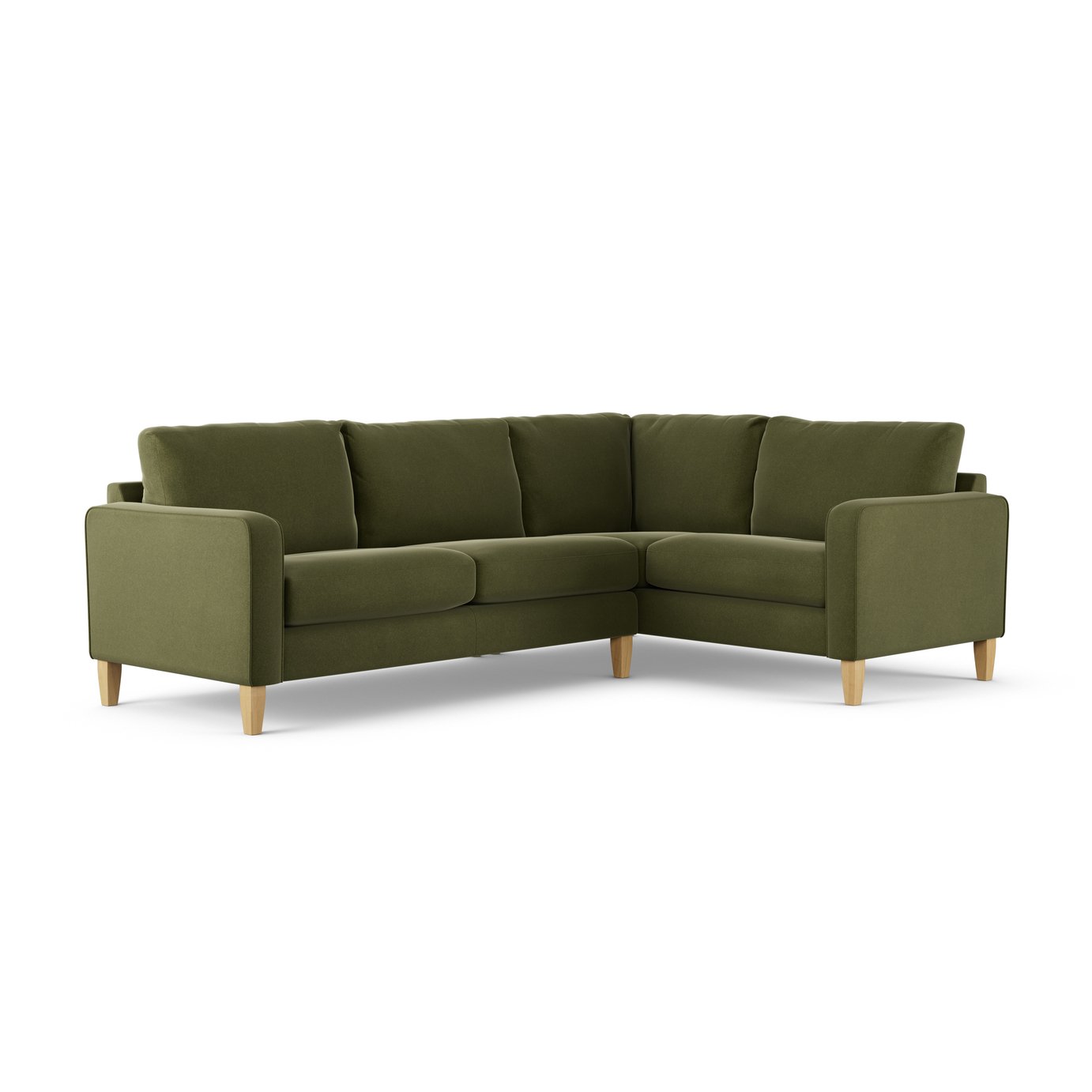 Habitat Flint Velvet Right Hand Corner Sofa - Moss Green