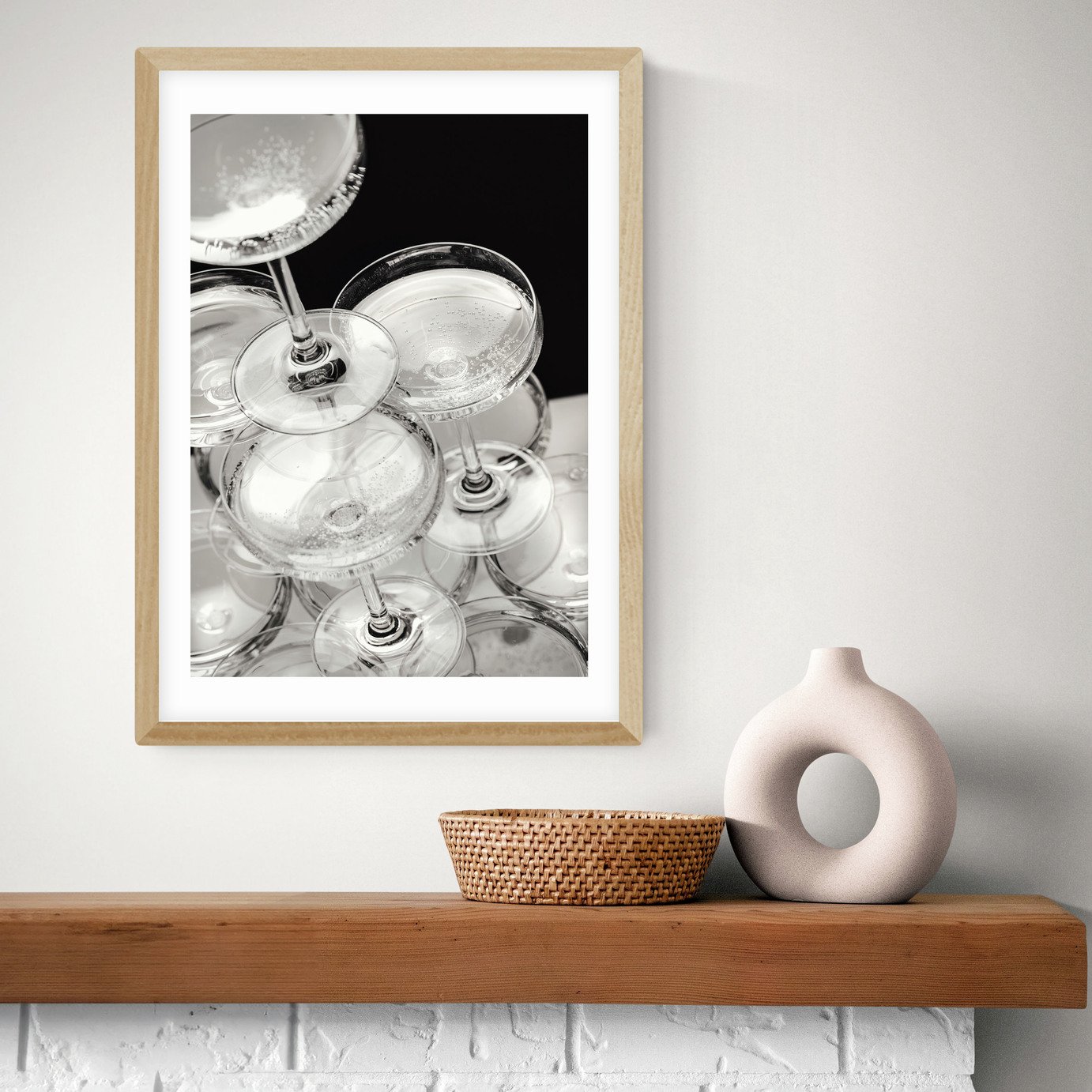 East End Prints Champagne Black & White Art Print