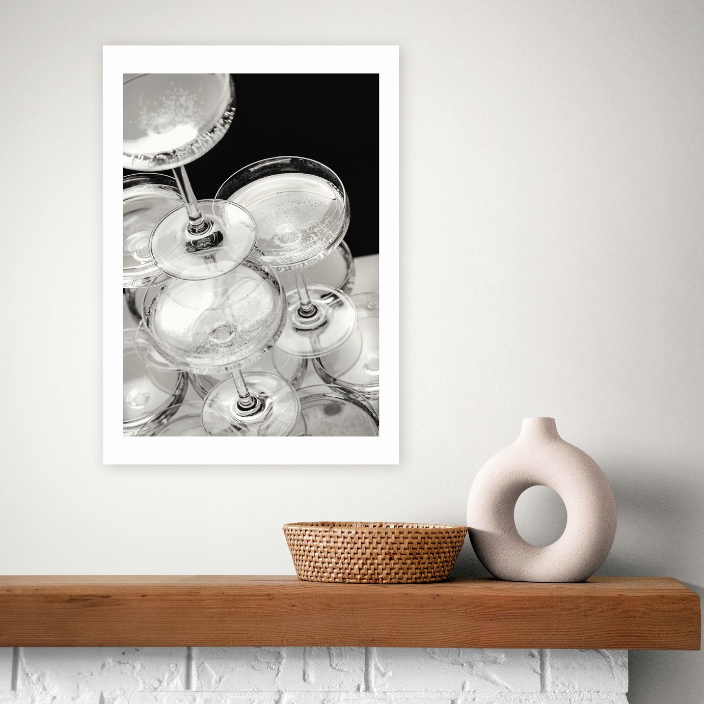 East End Prints Champagne Black & White Art Print