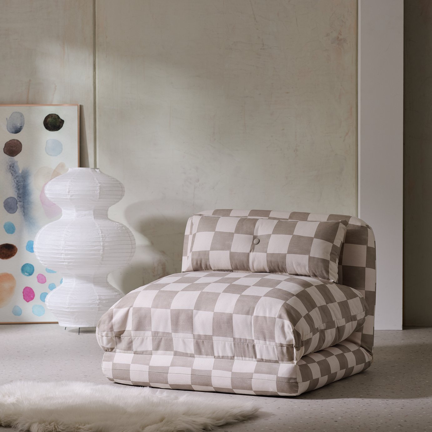 Habitat Lexi Single Fabric Chairbed - Brown & Cream