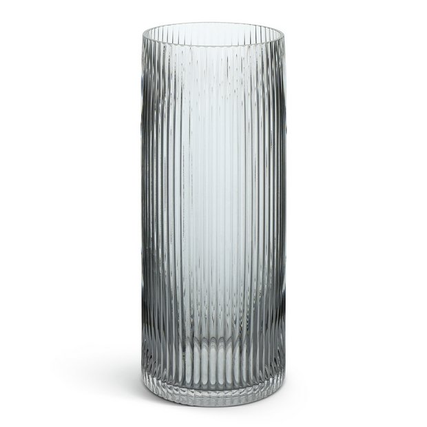 Buy Habitat Ribbed Glass Vase - Clear | Vases | Argos