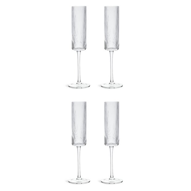 Buy Habitat Ribbed Set of 4 Champagne Flute | Drinking glasses and glassware | Argos