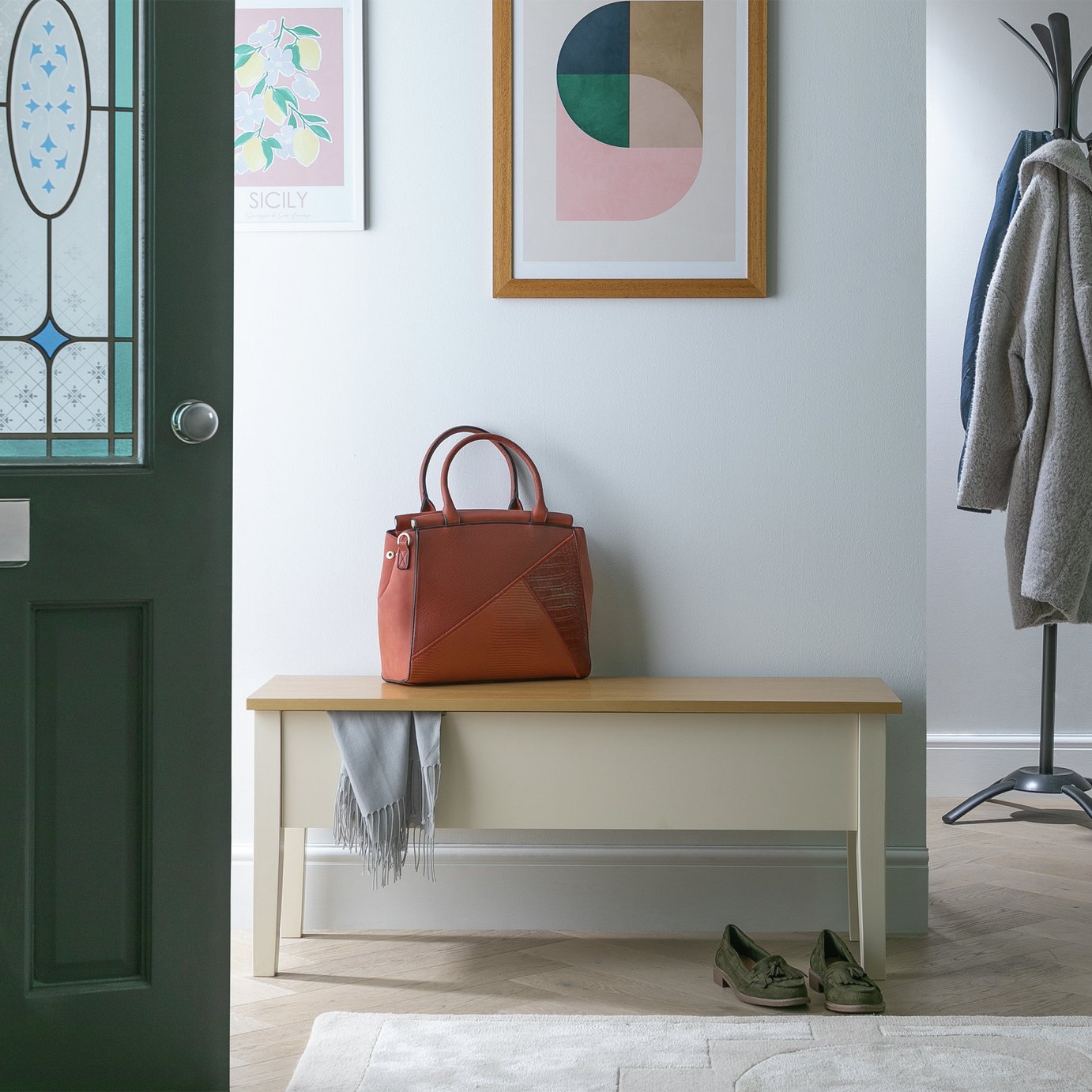 Argos Home Chicago Solid Wood Storage Bench - Off White