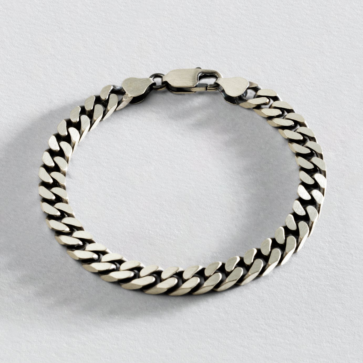 Revere Men's Sterling Silver Oxidized Curb Bracelet 